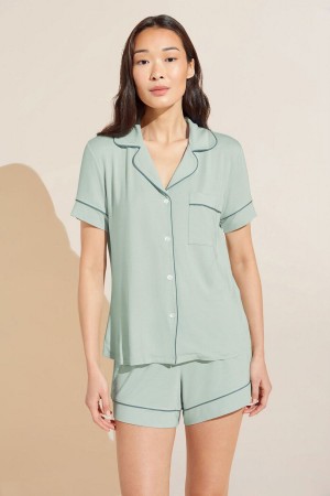 Eberjey Gisele TENCEL™ Modal Relaxed Short PJ Set Women Pajamas Green | GBU657OZ