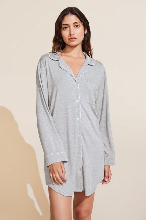 Eberjey Gisele TENCEL Modal Sleepshirt Women Pajamas Grey Pink | KOW3547SH