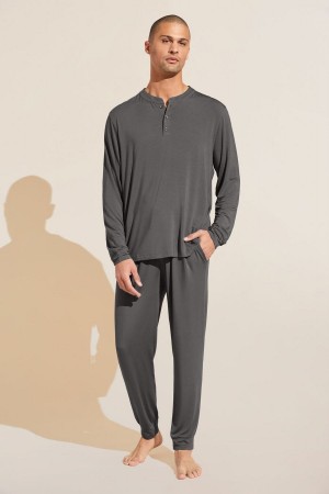 Eberjey Henry TENCEL™ Modal Long PJ Set Men Pajamas Grey | WPO9178FE