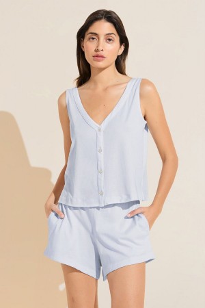 Eberjey Organic Pima Cotton Tank & Short PJ Set Women Pajamas Blue | WFE511BB