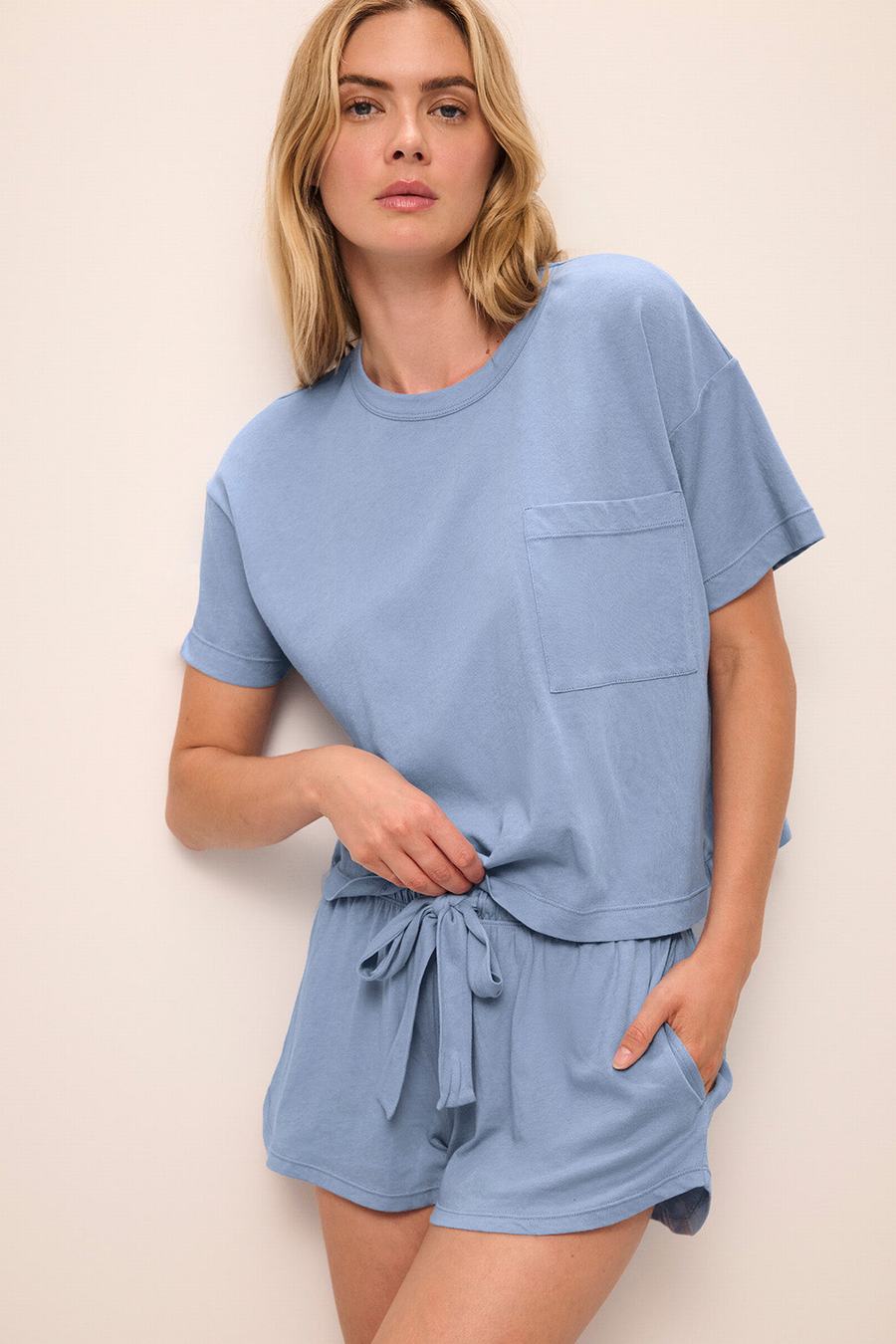 Eberjey Aloe Cotton Short Sleeve Women T-Shirt Blue | LXS7682FM