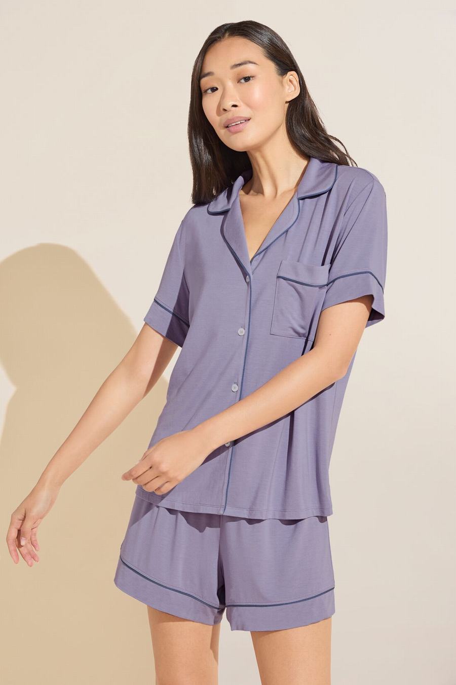 Eberjey Gisele TENCEL™ Modal Relaxed Short PJ Set Women Pajamas Purple Blue | MED2734NE