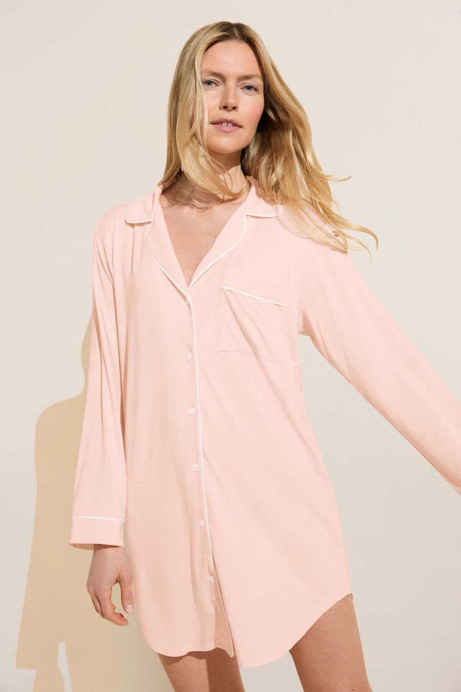 Eberjey Gisele TENCEL™ Modal Sleepshirt Women Pajamas Pink White | LSM2368BM