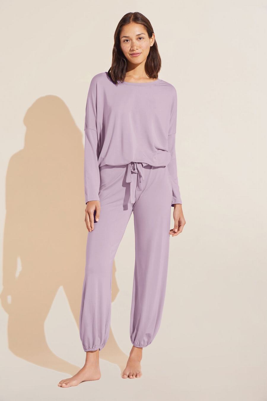 Eberjey Gisele TENCEL™ Modal Slouchy PJ Set Women Pajamas Purple White | CWK2084SY