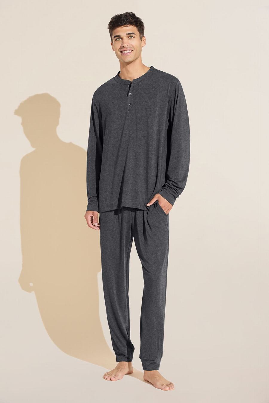 Eberjey Henry TENCEL™ Modal Long PJ Set Men Pajamas Grey | AKD214PZ