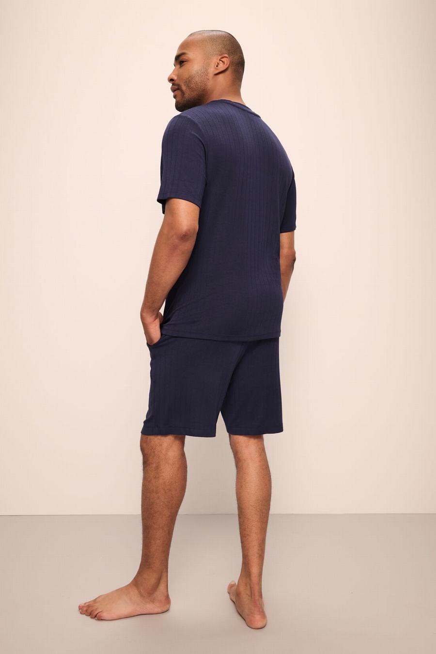 Eberjey Henry TENCEL™ Modal Rib Short PJ Set Men Pajamas Navy | CKU5326FR