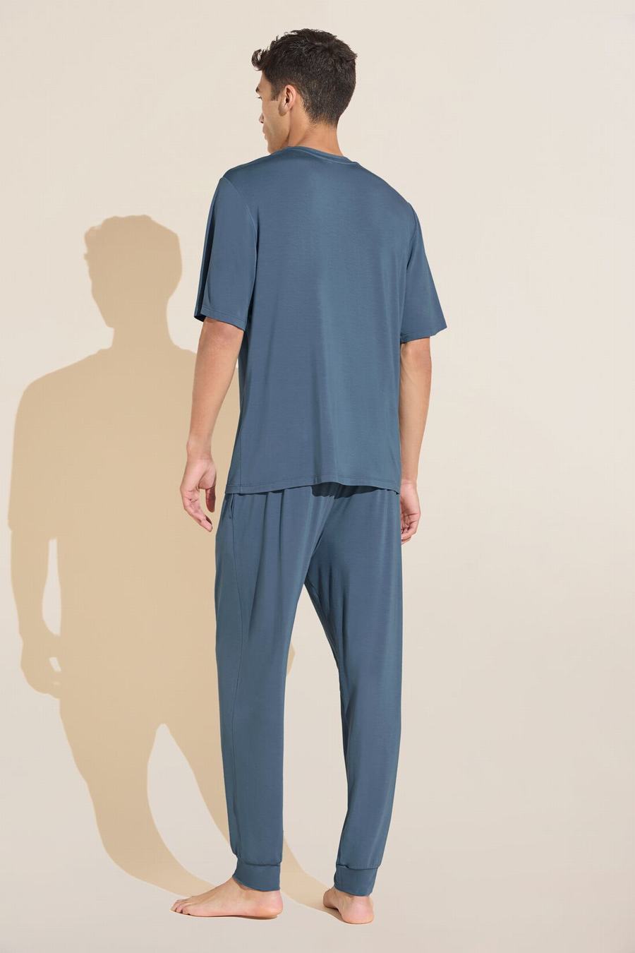 Eberjey Henry TENCEL™ Modal Short Sleeve & Pant PJ Set Men Pajamas Blue | OZT5848EM