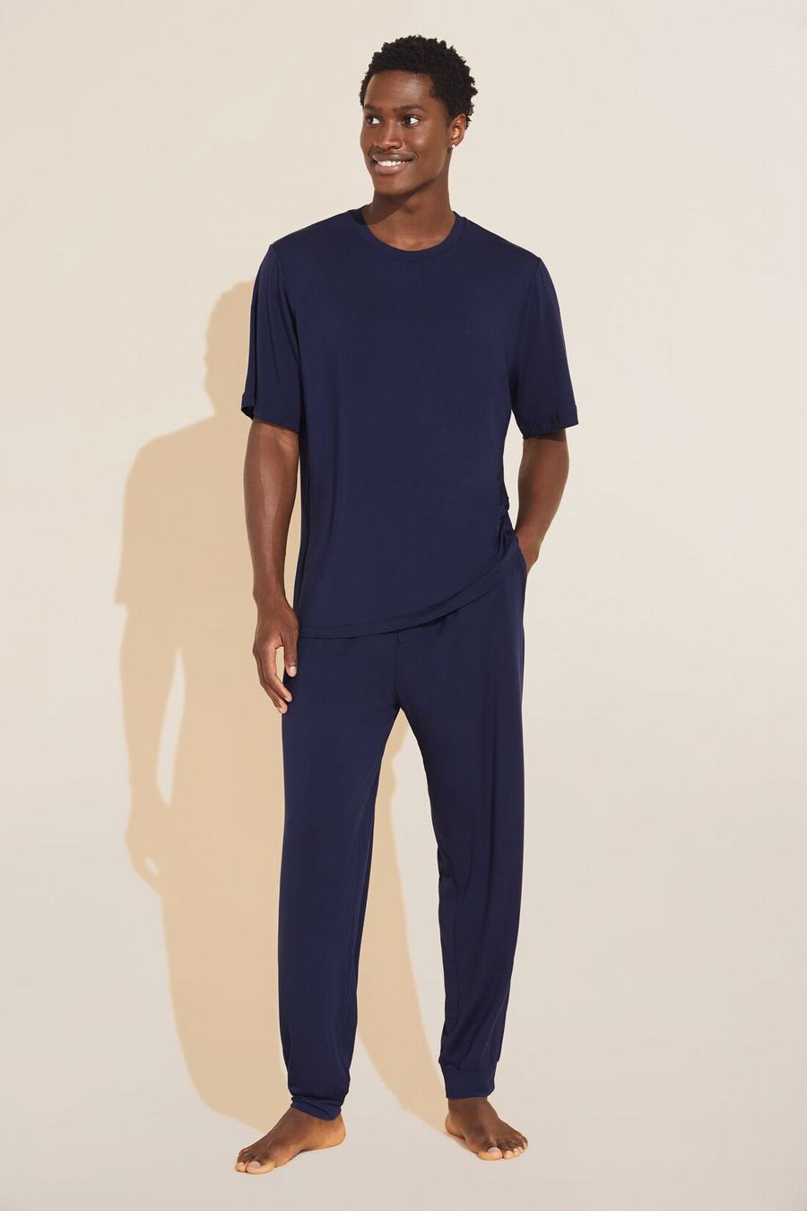 Eberjey Henry TENCEL™ Modal Short Sleeve & Pant PJ Set Men Pajamas Navy | AIZ1645PB