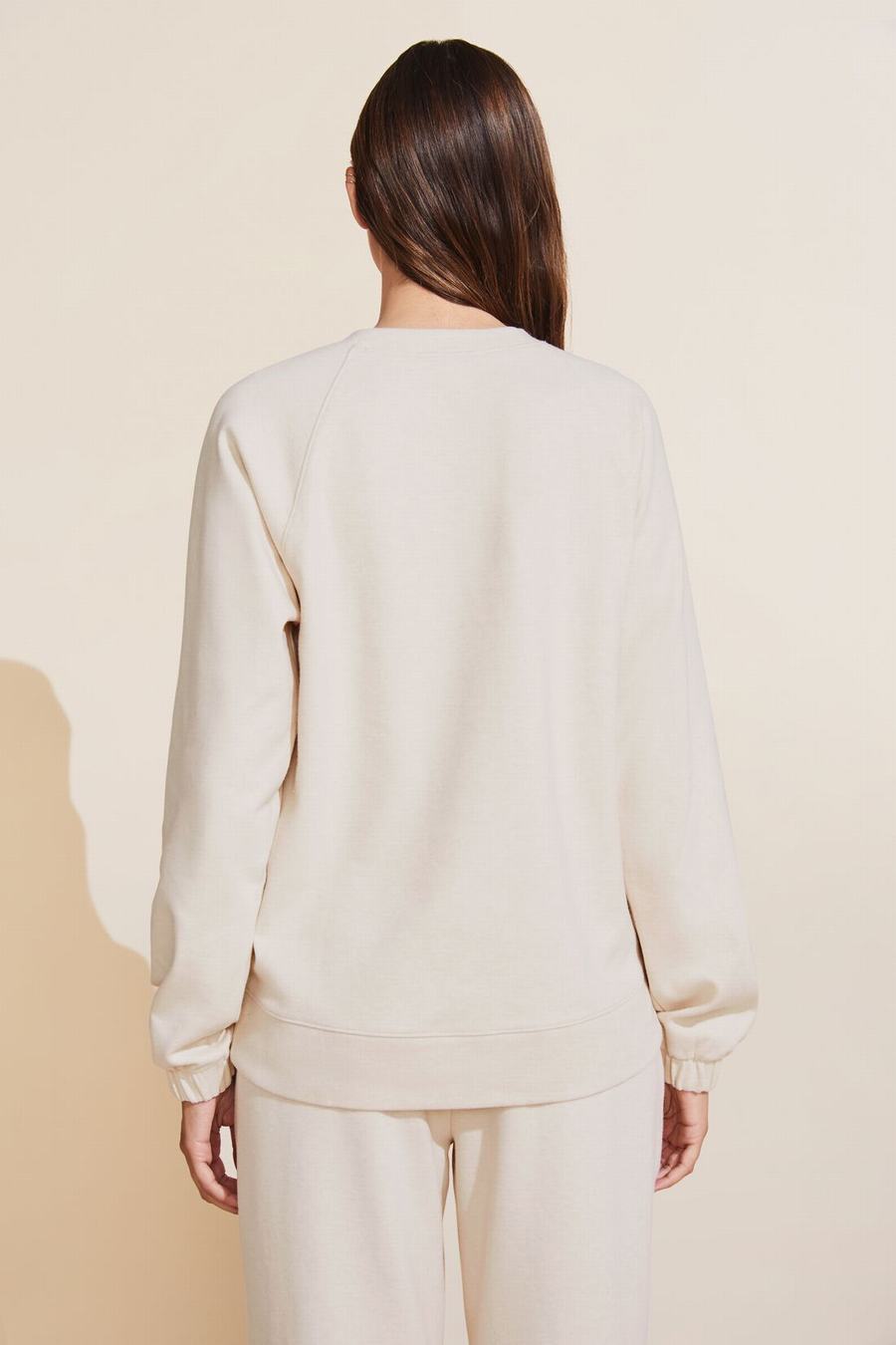 Eberjey Luxe Sweats Women Sweatshirt White | ARU4995BO