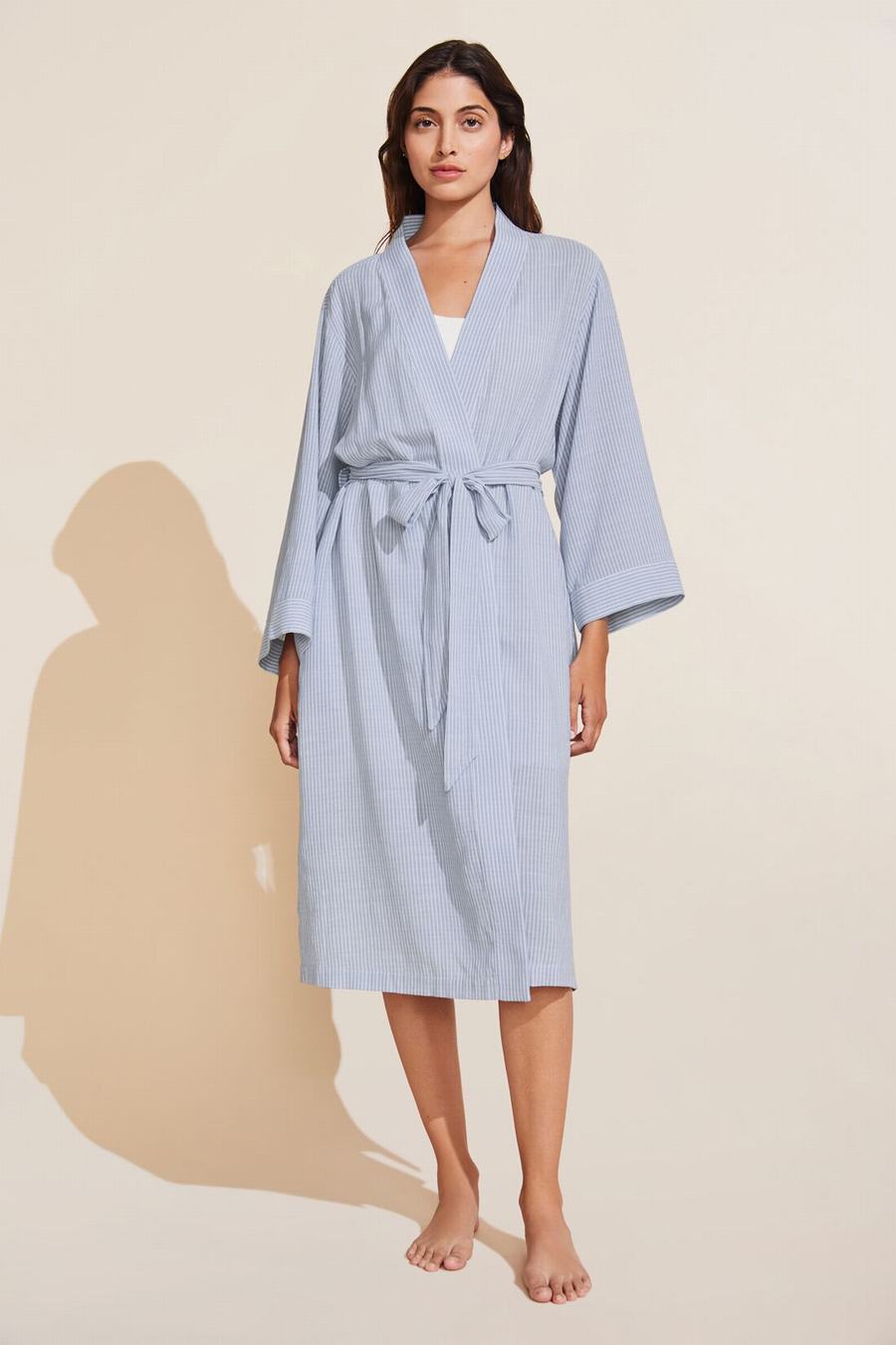 Eberjey Nautico Midi Women Robe Blue | COS1454WZ