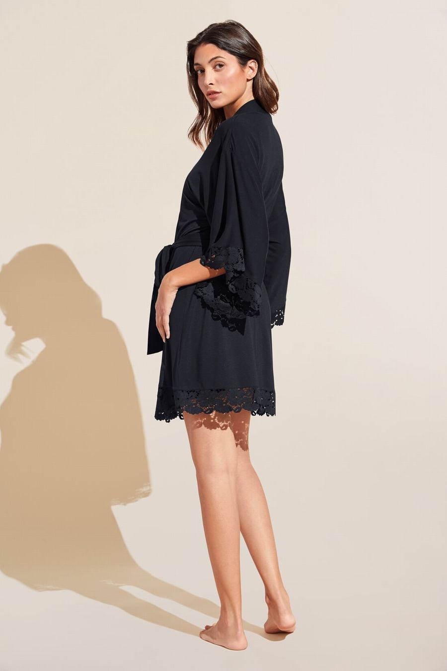 Eberjey Naya TENCEL Modal Women Robe Black | VYE5148DU