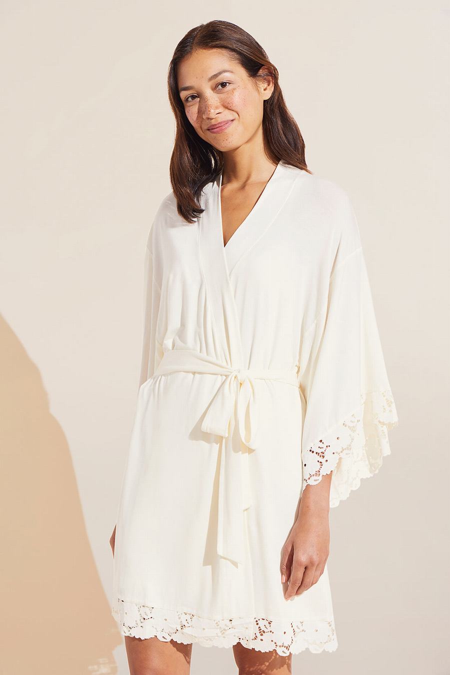 Eberjey Naya TENCEL™ Modal Women Robe White | XKS1022NI