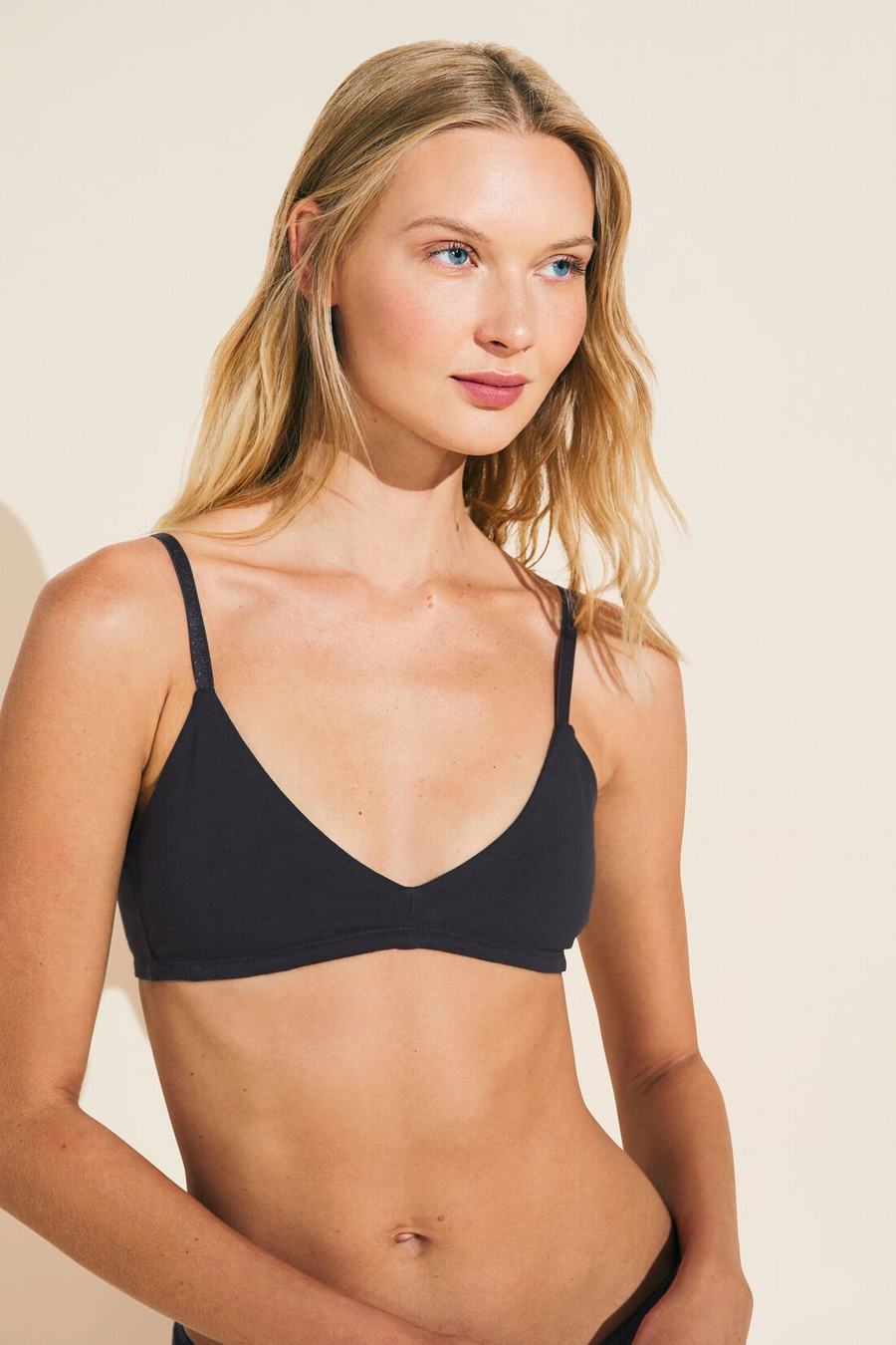 Eberjey Pima Stretch Cotton Women Bralettes Black | QJT7966NL