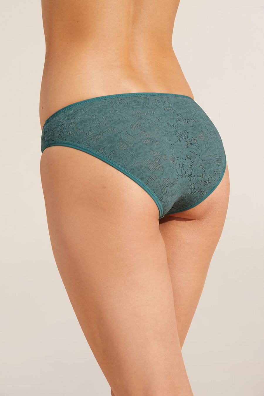 Eberjey Soft Stretch Recycled Lace High Leg Women Briefs Green | SVG2555QG