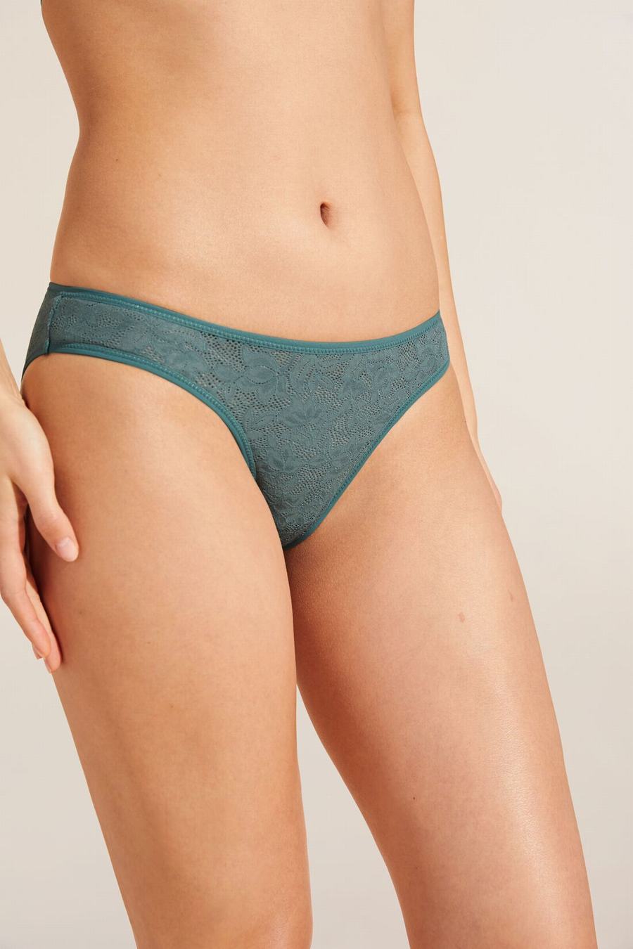 Eberjey Soft Stretch Recycled Lace High Leg Women Briefs Green | SVG2555QG