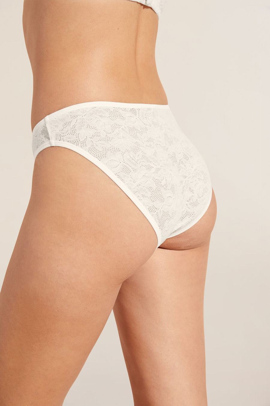 Eberjey Soft Stretch Recycled Lace High Leg Women Briefs White | DPZ2668OI