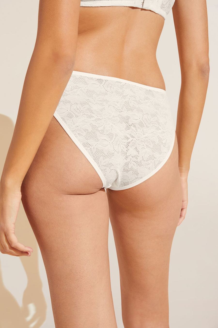 Eberjey Soft Stretch Recycled Lace High Leg Women Briefs White | DPZ2668OI