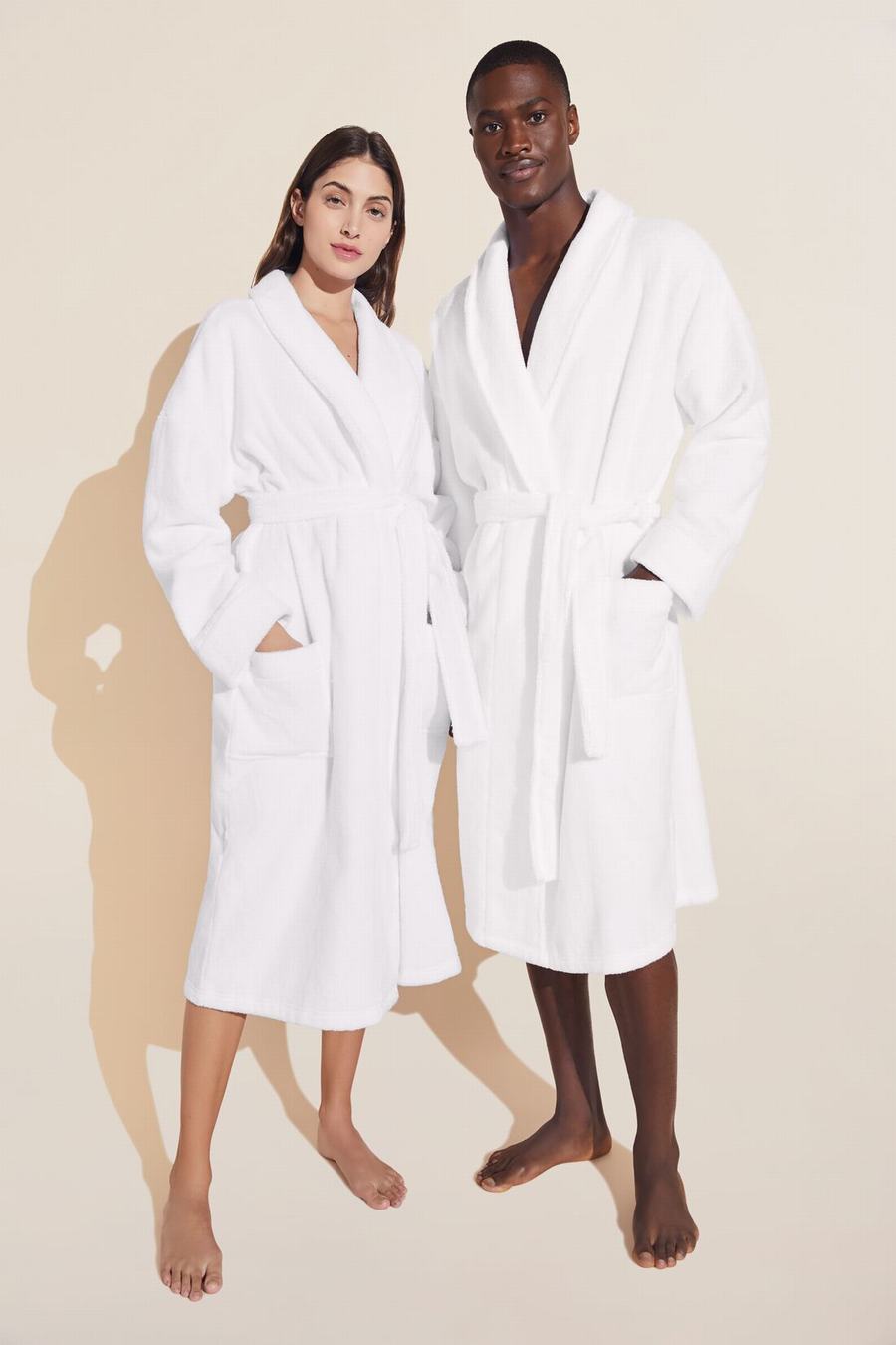 Eberjey Terry Gender Neutral Men Robe White | MOG3223GK